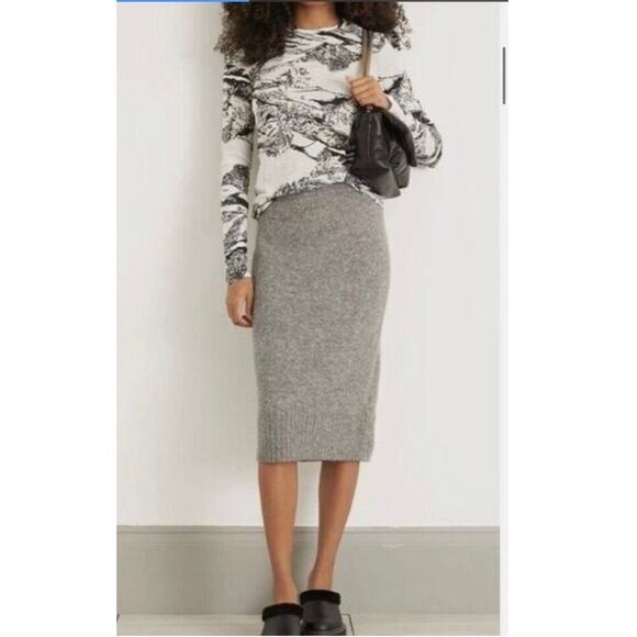 NWT Dorothee Schumacher Gray Soft Flash Alpaca Blend Knit Midi Skirt 5 (US 12) - Picture 1 of 10